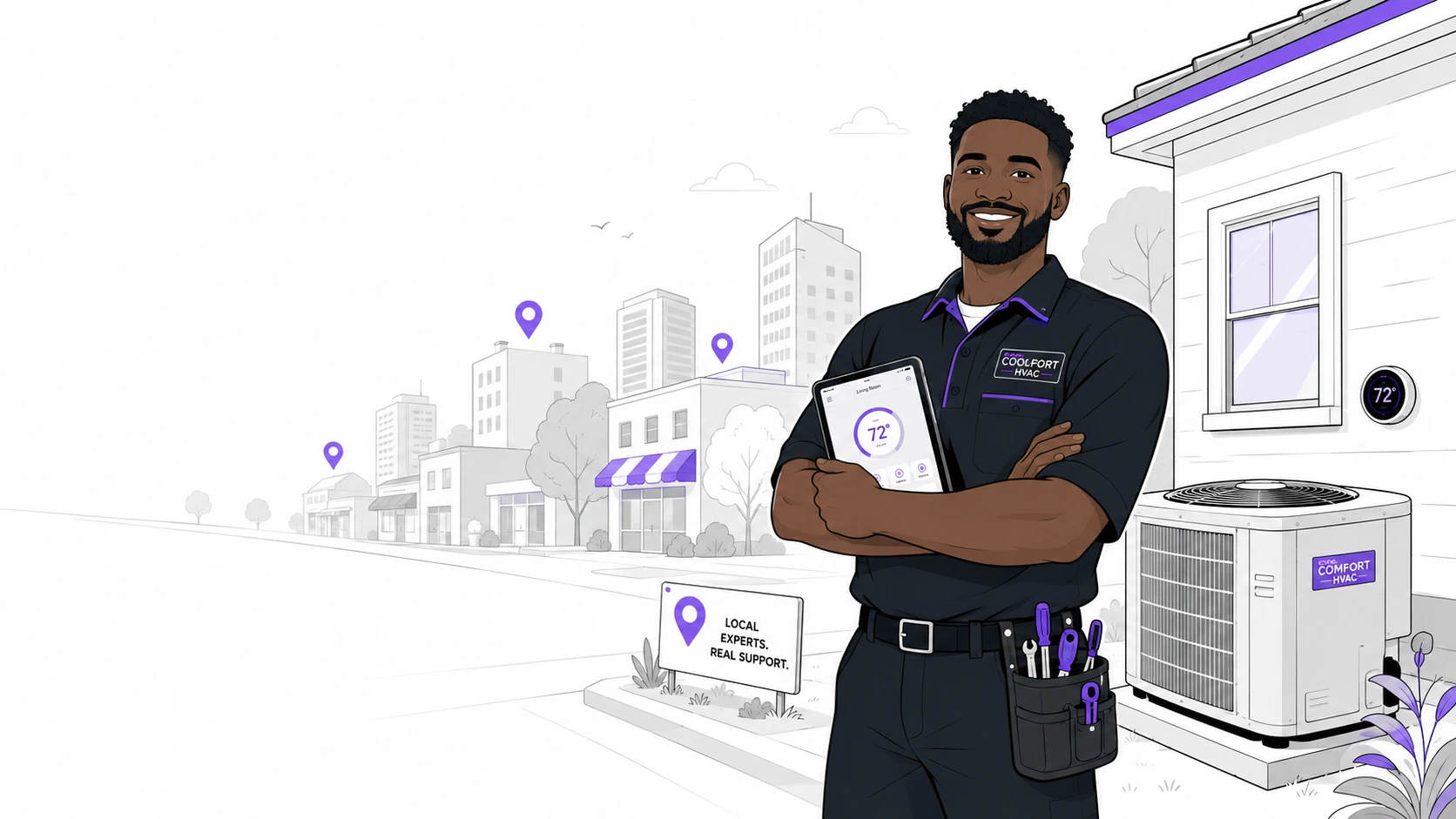 Illustration of a local HVAC professional